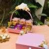 Leatherite basket with decoration - Image 2