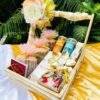 Big Pinewood decorated hamper